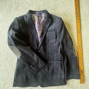 Isaac Mizrahi Boys Navy Corduroy Blazer Paisley Lined Size 14.